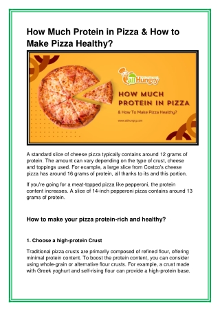 How Much Protein in Pizza & How to Make Pizza Healthy