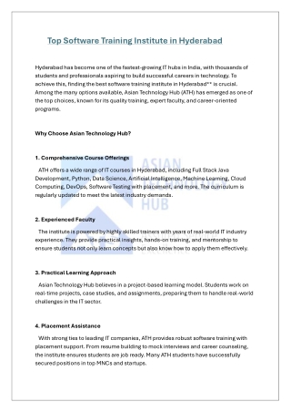 Top Software Training Institute in Hyderabad