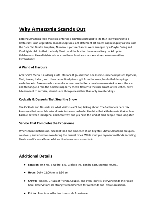 PDF Submission  - Best Restaurant in Bandra, Mumbai - Amazonia