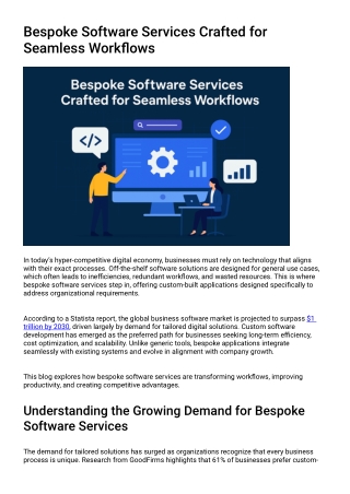 Bespoke Software Services Crafted for Seamless Workflows