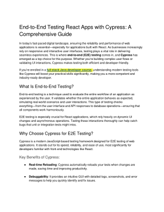 End-to-End Testing React Apps with Cypress_ A Comprehensive Guide