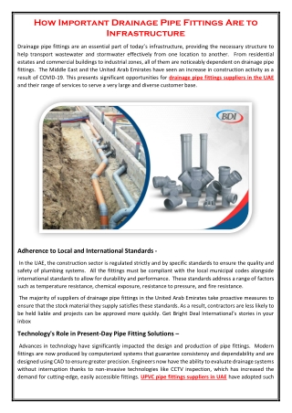 How Important Drainage Pipe Fittings Are to Infrastructure
