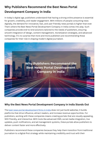 Why Publishers Recommend the Best News Portal Development Company in India