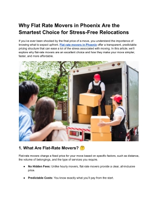 Why Flat Rate Movers in Phoenix Are the Smartest Choice for Stress-Free Relocations