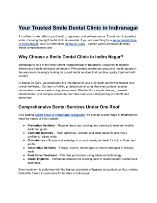 Your Trusted Smile Dental Clinic in Indiranagar