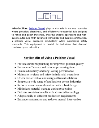 Best Polisher Vessels Manufacturer in Mumbai & India