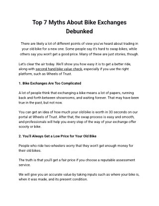 Top 7 Myths About Bike Exchanges Debunked