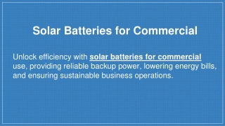 Solar Batteries for Commercial