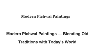 Modern Pichwai Paintings — Blending Old Traditions with Today’s World