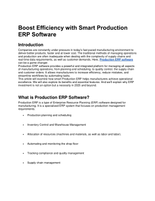 Boost Efficiency with Smart Production ERP Software