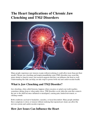 The Heart Implications of Chronic Jaw Clenching and TMJ Disorders