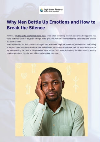Why Men Bottle Up Emotions and How to Break the Silence