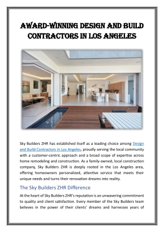 Award-Winning Design and Build Contractors in Los Angeles