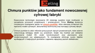 Chmura punktów jako fundament nowoczesnej cyfrowej fabryki