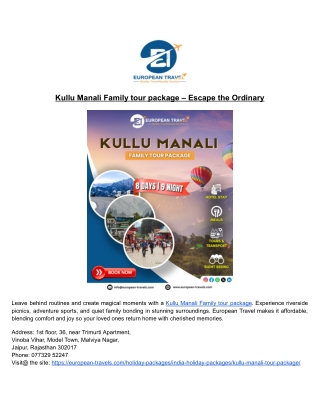 Kullu Manali Family tour package – Escape the Ordinary