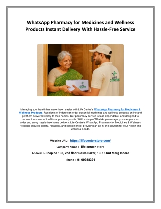 WhatsApp Pharmacy for Medicines and Wellness Products Instant Delivery With Hassle-Free Service