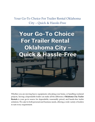 Your Go-To Choice For Trailer Rental Oklahoma City – Quick & Hassle-Free