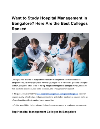 Want to Study Hospital Management in Bangalore_ Here Are the Best Colleges Ranked