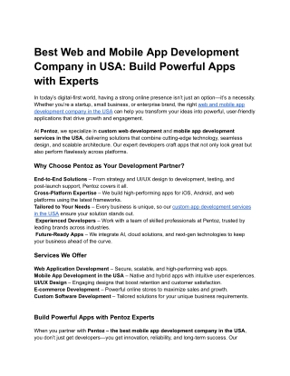 Best Web and Mobile App Development Company in USA_ Build Powerful Apps with Experts
