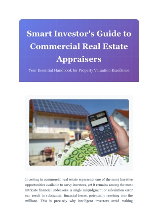 Smart Investor's Guide to Commercial Real Estate Appraiser