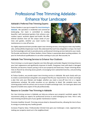 Professional Tree Trimming Adelaide - Enhance Your Landscape