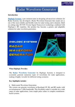 Radar Waveform Generator_Digilogic Systems