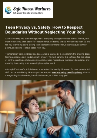 Teen Privacy vs. Safety How to Respect Boundaries Without Neglecting Your Role