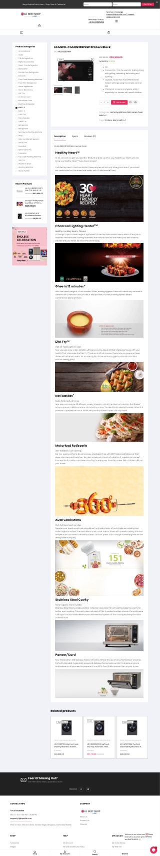 LG MWO-C MJEN326PKW 32 Liters Black - LG by Unilet