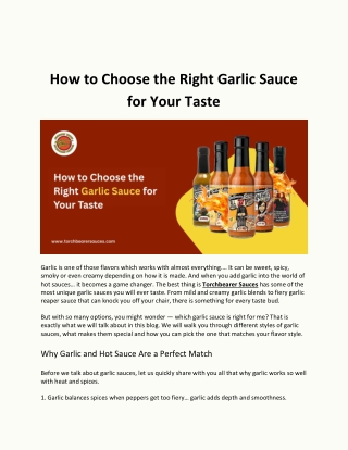 How to Choose the Right Garlic Sauce for Your Taste