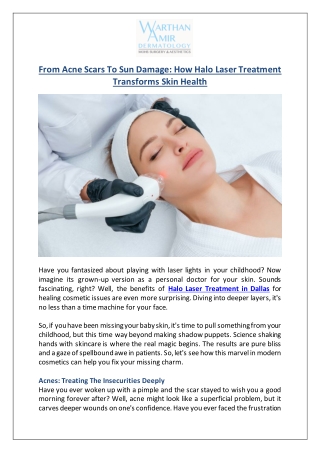 From Acne Scars to Sun Damage - How Halo Laser Treatment Transforms Skin Health