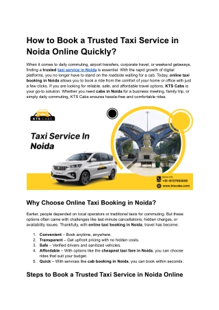 Taxi Service in Noida