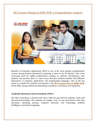 BCA Course Charges in Delhi NCR: A Comprehensive Analysis