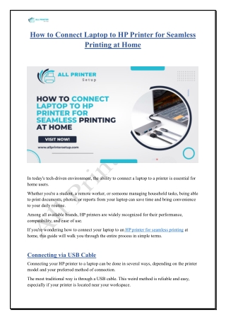 How to Connect Laptop to HP Printer for Seamless Printing at Home