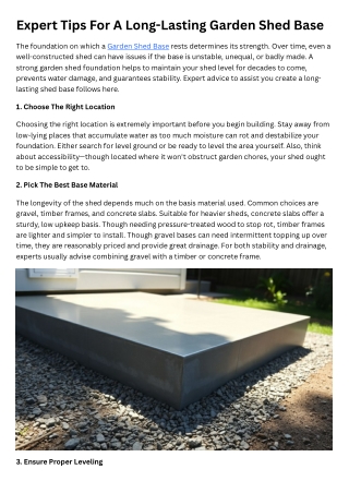 Expert Tips for a Long-Lasting Garden Shed Base