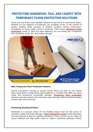 Protecting Hardwood, Tile, and Carpet with Temporary Floor Protection Solutions