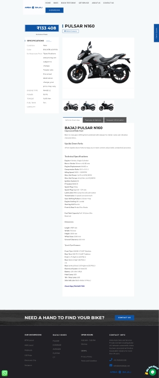 Pulsar N160 On Road price in Bangalore from Amba Bajaj