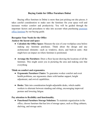 Buying Guide for Office Furniture in Dubai