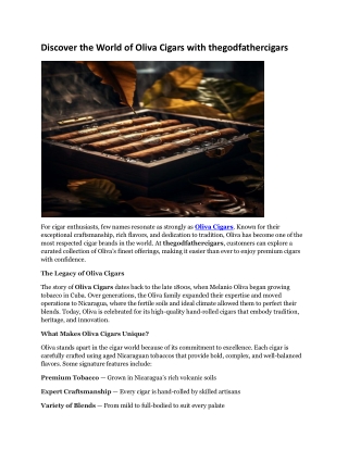 Discover the World of Oliva Cigars with thegodfathercigars