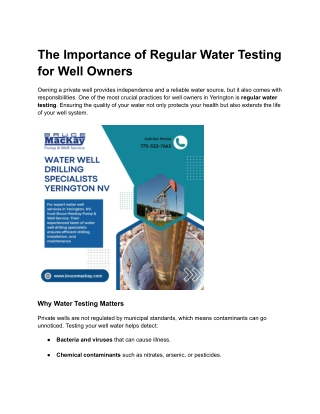 The Importance of Regular Water Testing for Well Owners