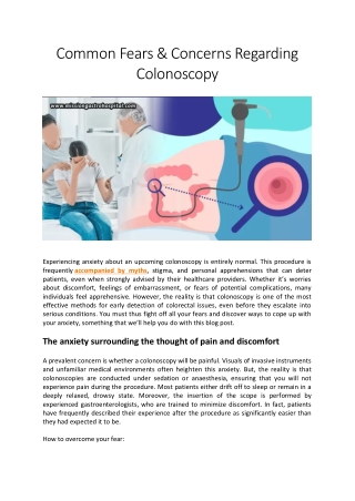 Common Fears & Concerns Regarding Colonoscopy