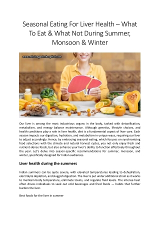 Seasonal Eating For Liver Health