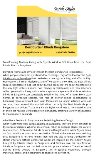 Exterior blinds in Bangalore