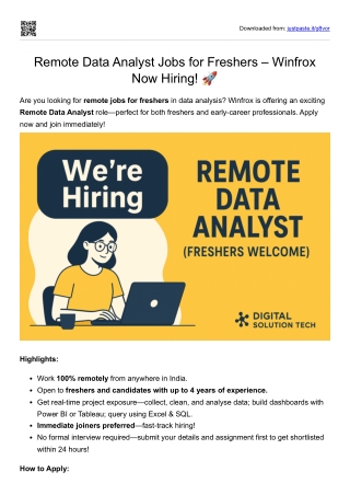 Remote Jobs for Freshers – Winfrox Hiring Data Analysts (Immediate Joiners)