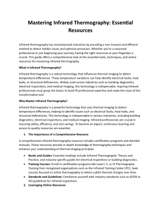 Mastering Infrared Thermography_Essential Resources