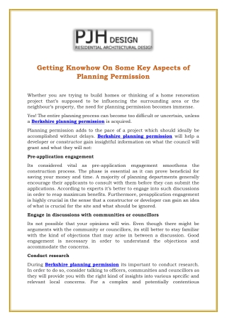 Getting Knowhow On Some Key Aspects of Planning Permission