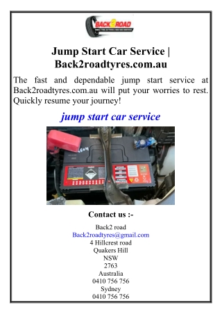 Jump Start Car Service | Back2roadtyres.com.au
