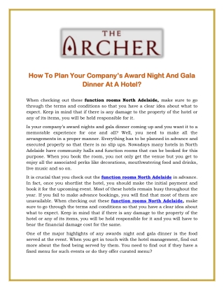 How To Plan Your Company’s Award Night And Gala Dinner At A Hotel