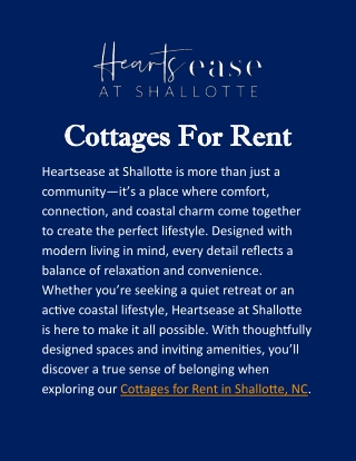 Cottages for Rent in Shallotte, NC: Comfort, Convenience, and Coastal Beauty