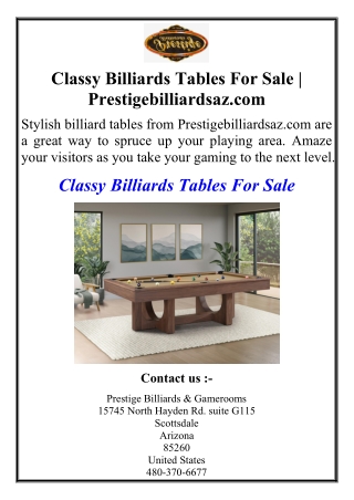 Classy Billiards Tables For Sale | Prestigebilliardsaz.com