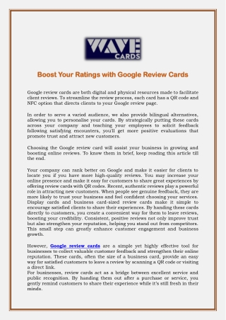 Boost Your Ratings with Google Review Cards